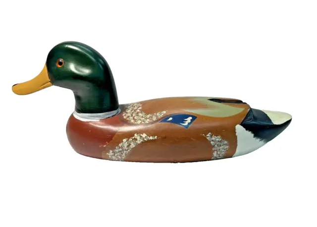 Vintage Emson Mallard Duck Decoy Glass Eyes Original Paint 14 inch