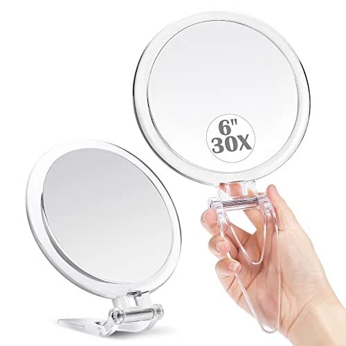 Magnifying Mirror,30X Hand Mirror with Handle,Travel Magnifying