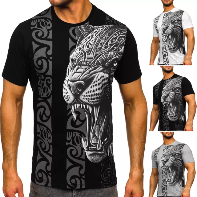 T-Shirt Tee Rundhals Kurzarm Sport Men Aufdruck Slim Fit Motiv Herren BOLF Print