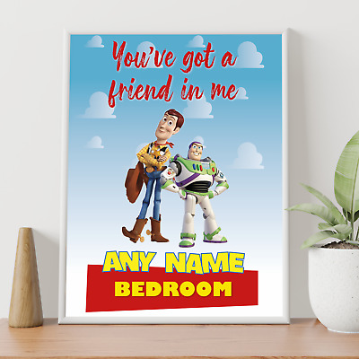 Póster de dormitorio personalizado para niños de Toy Story - con el nombre de tu hijo