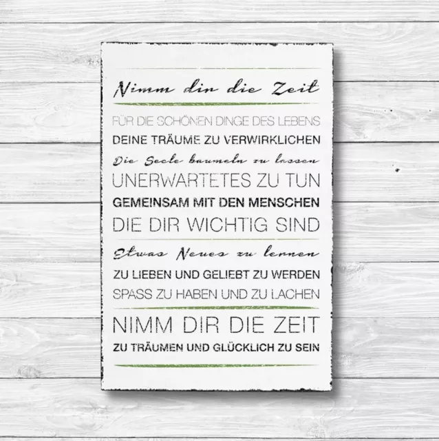 Dekoschild Shabby Chic Vintage Geschenk Schild Wandschild DIE ZEIT 20 x 30 cm