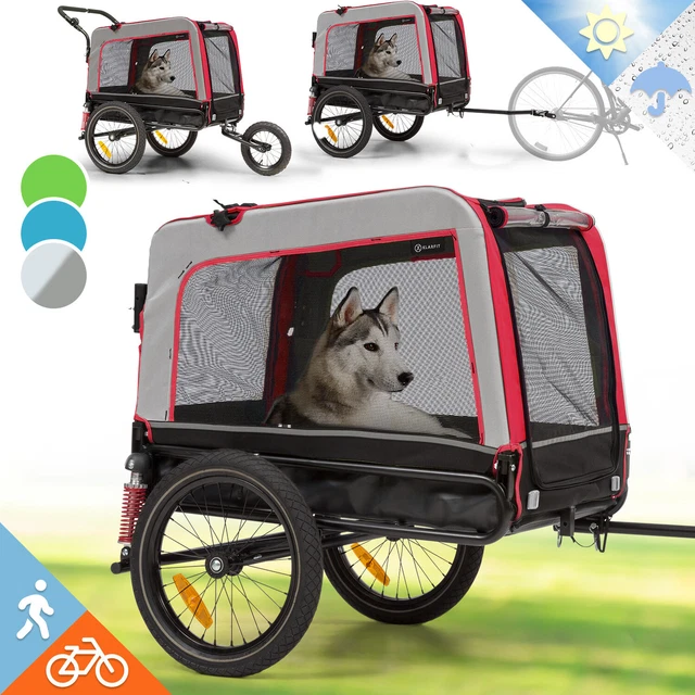 Remolque de bicicleta buggy de perro transportador mango deslizante suspensión 240 L plegable rojo