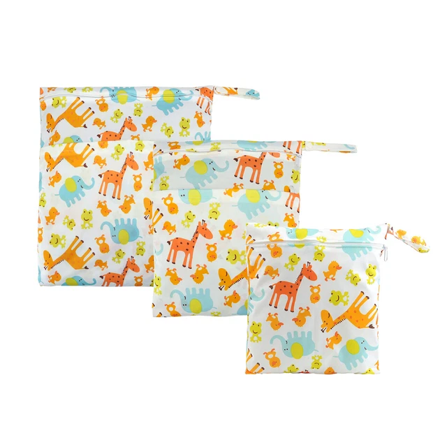 3 Sizes Waterproof Zipper Wet Dry Bag For Baby Infant Cloth Diaper Nappy Pouches 10