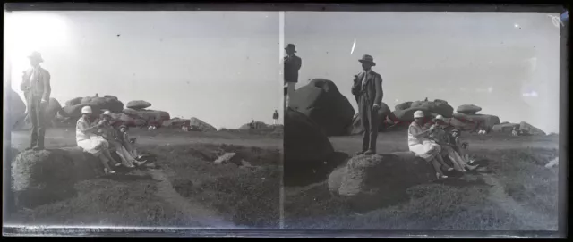 FRANCE Family Holidays c1920 NEGATIVE PHOTO Stereo Glass Plate VR22L12n5