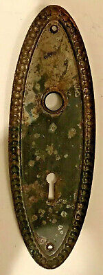 Antique Brass Oval Door Plate Hardware Salvage Rusted Rustic Home 7.5" x 2.5" 2