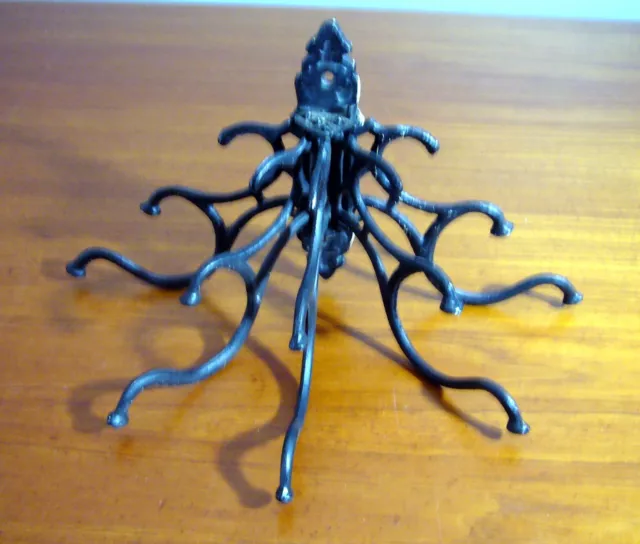 Vintage Cast Iron Victorian Folding Hat Coat Rack 15 Wall Hooks Swivel Swing Arm