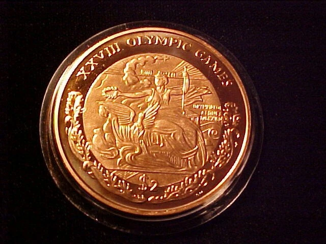 British Virgin Islands $2 Dollars Large Bronze Proof 2004 Athens Olympics Nice