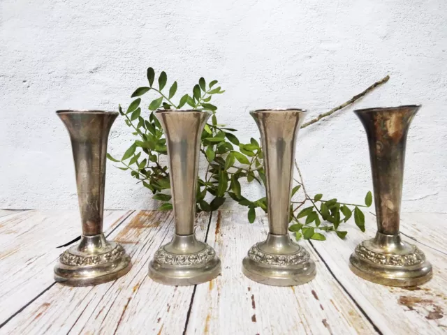 Assorted Vintage Silver Plate Candlesticks, Tapered Candle Holders, Vases