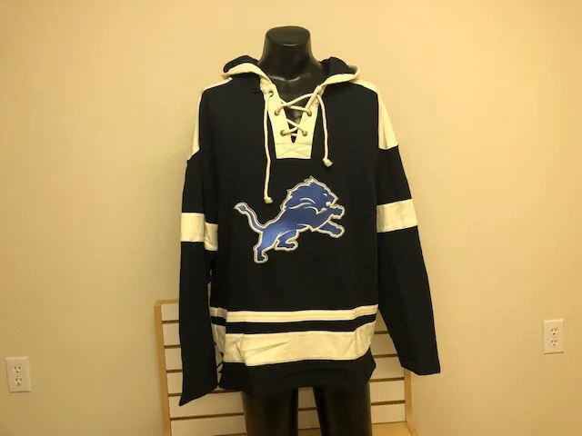 DETROIT LIONS OTS Old Time Sports Lacer Hockey Style Hoodie  SIZE XL