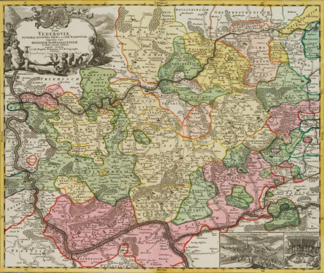 J. HOMANN (1664-1724), Historische Karte der Wetterau, um 1715, Kupferstich