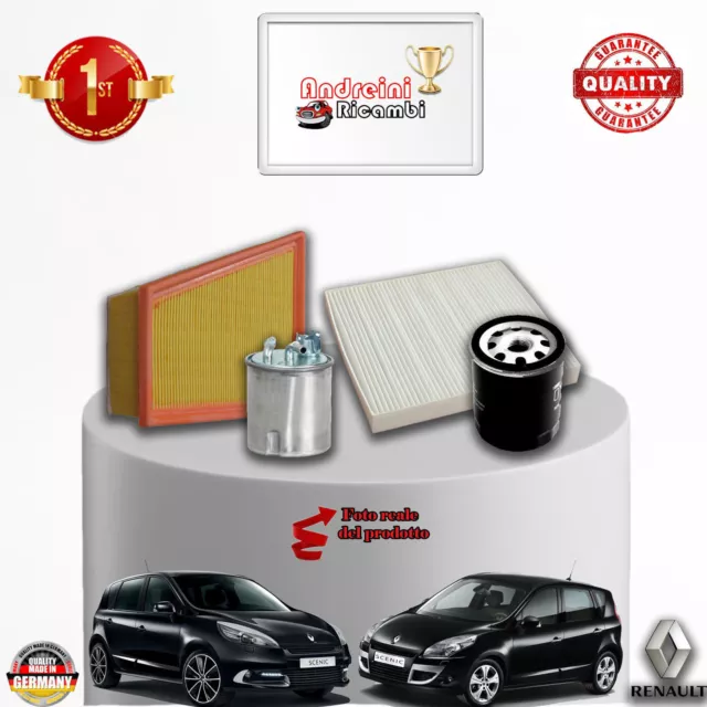 KIT TAGLIANDO 4 FILTRI RENAULT SCENIC III 1.5 dCi FAP 81KW 110CV DAL 2009 ->