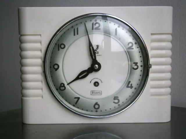 Orologio Parete Jaz Orologio Meccanico Bachelite Vetro St Art Deco Antico