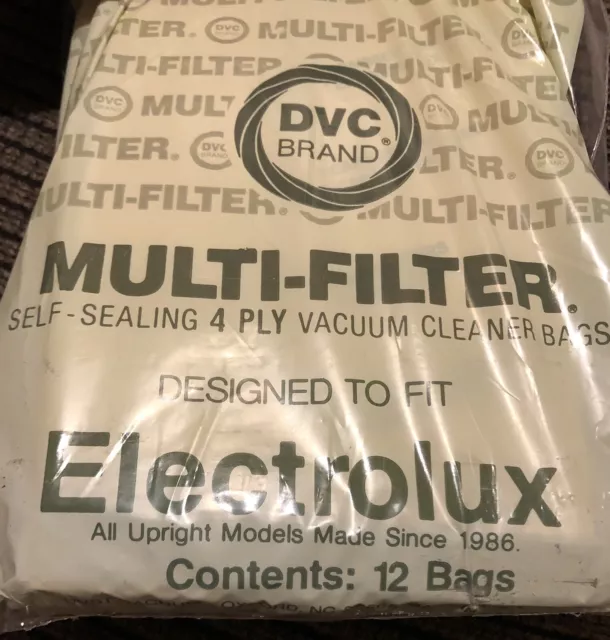 vtg New Electrolux Pkg 12 DVC upright style U vacuum bags replace 4 Ply