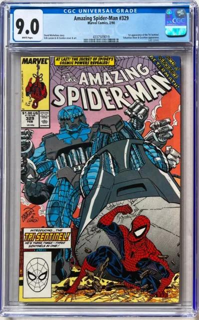 Amazing Spider-Man #329 CGC 9.0 White. 1st appearance of Tri-Sentinel!