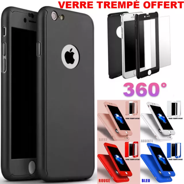 COQUE ETUI TOTAL 360 pour iPhone 6 7 8 5 XR XS MAX 11 12 PRO VITRE VERRE TREMPE