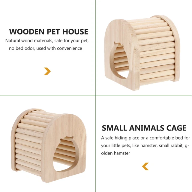 1pc Holz Hamster Hideout Holz Hamster Hütte Komfortable Pet Hideaway 5