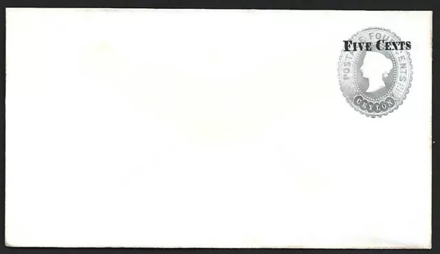 AOP2 Ceylon Queen Victoria 1885 5 / CENTS on 4c envelope unused