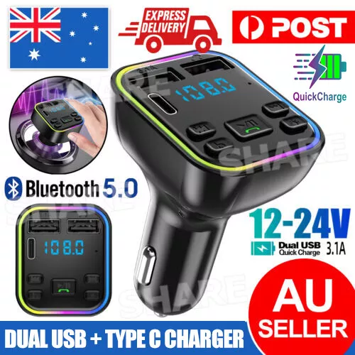 Bluetooth 5.0 Radio Car Kit Wireless FM Transmitter Dual USB Charger MP3 Player