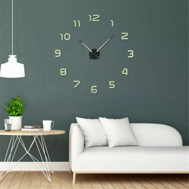 3D Home Decor Night Clocks Large Luminous Glow In The Dark Quartz DIY Wall Clock 3