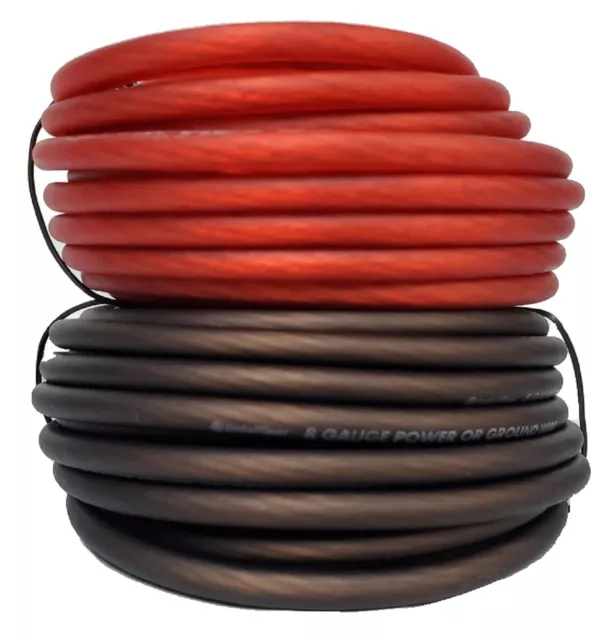 InstallGear 8 Gauge Power or Ground Wire Red/Black Wire 25Feet Each