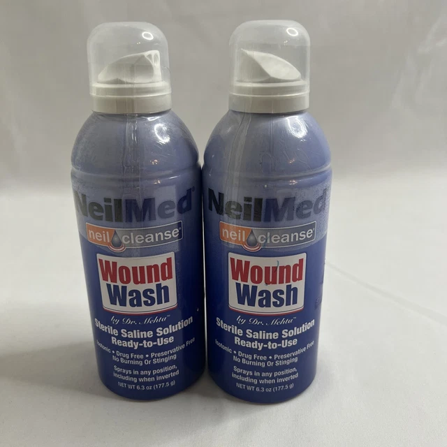 Paquete de 2 soluciones salinas estéril para lavado de heridas NeilMed Neil Cleanse 6,3 oz