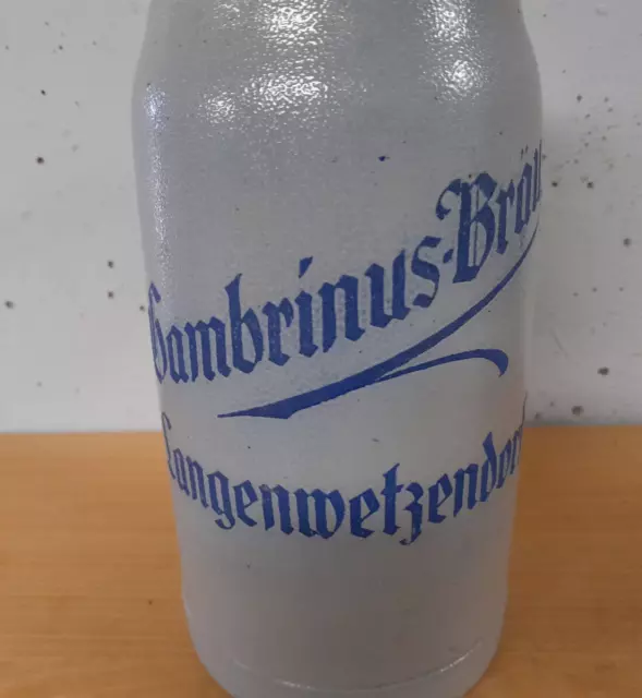 Bierkrug Steinkrug Masskrug Brauerei Gambrinus Bräu Langenwetzendorf  1L