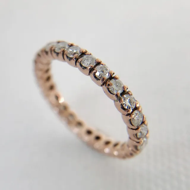 14k Diamond Eternity Band Rose Gold Ring, Size 4, CTW 0.75