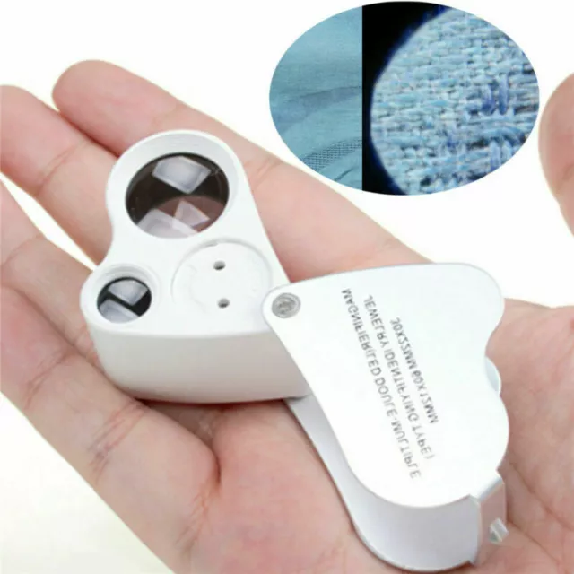 60X Magnifying Loupe Jewelry Eye Glass Magnifier LED Light Jewelers Loop Pocket-