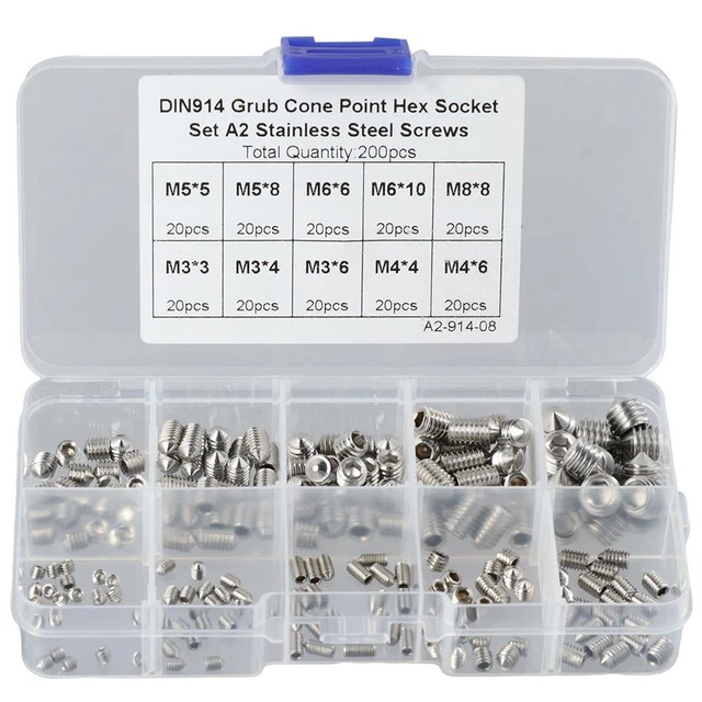 200Pcs Cone Point Allen Head Socket Hex Grub  Door Handles Knobs