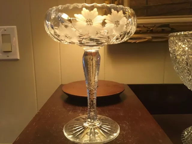 Antique American Brilliant Period ABP Cut Glass Footed Comport- Butterfly