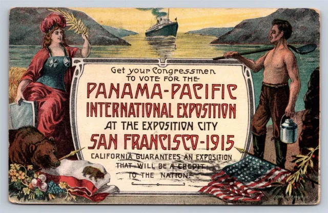 Postcard CA San Francisco Panama Pacific Expo PPIE Congressmen Vote Promo AT4