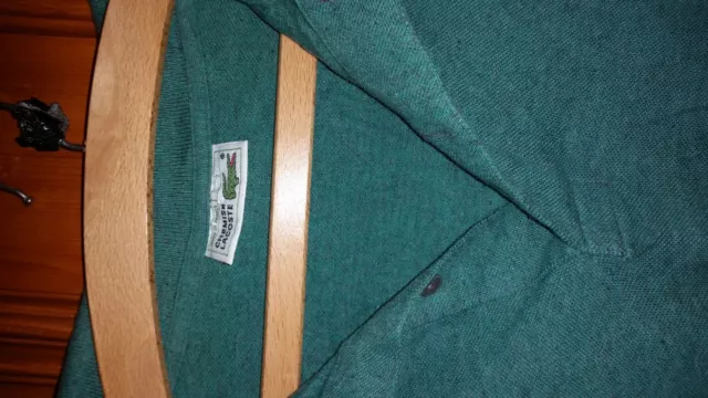 True Vintage Retro Mans Green Lacoste Long Sleeved Jumper / Top 46 Chest 3