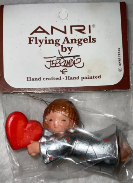 Anri Ferrandiz Italian Hand Carved Flying Angel & Signed Moon Rider Ornament LG1 2