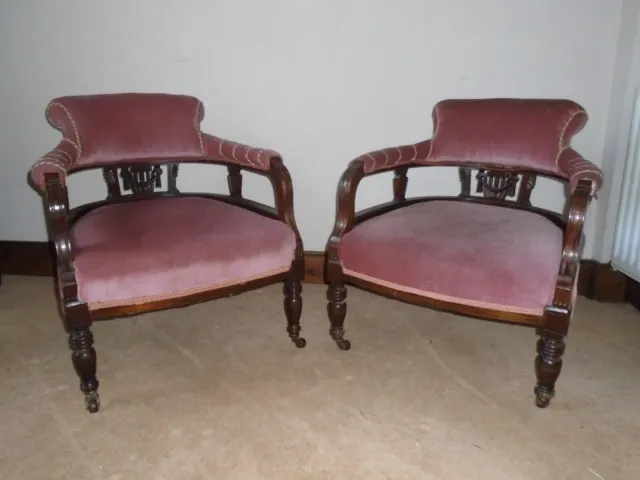 Victorian  pair mahoghany tub chairs, traditional upholstery