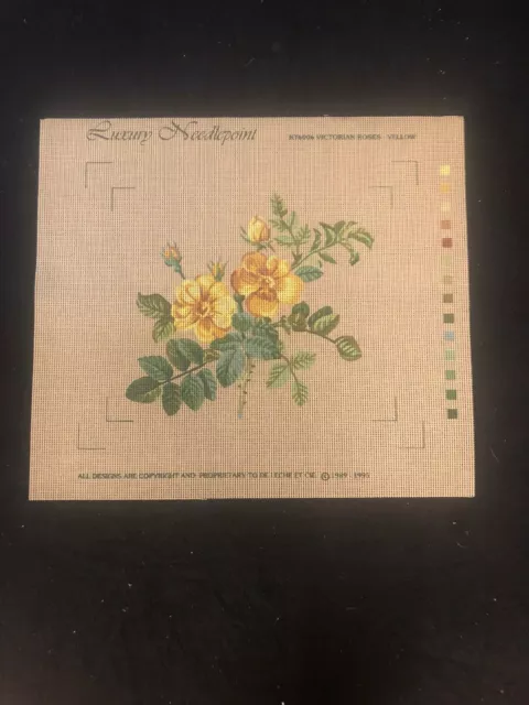 Luxury Needlepoint Canvas Tapestry VICTORIAN ROSE YELLOW KT6006