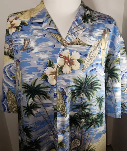 Royal Creations Men's Classic Hawaiian Shirt (Surfboards, Beach, Palms) Size XL