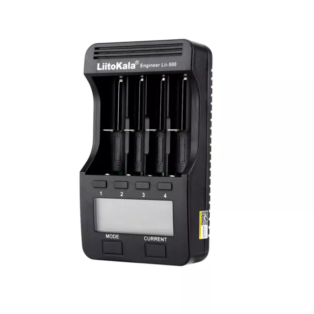 LiitoKala Lii-500 Battery Charger Smart Charger w/ 4 Battery Slots LCD J8O9