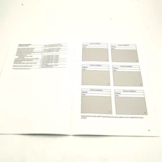 Genuine TOYOTA Service Book Record - Used - Blank 2012-17 - See Pics for detail 3