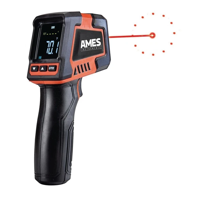 AMES INSTRUMENTS 20:1 Infrared Laser Thermometer with Color Alarms 64847