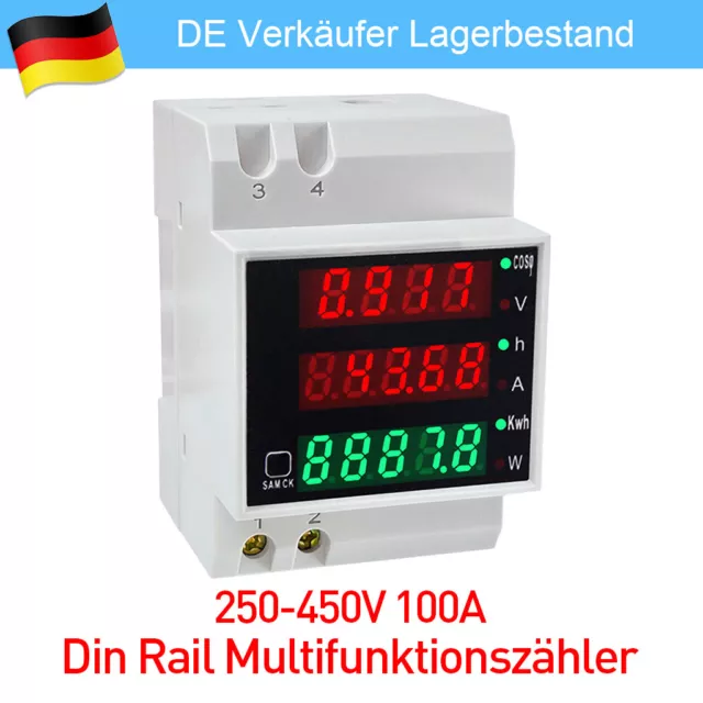 D52-2066 Haushalts-Wattstundenzähler Digital Hutschiene LCD-Anzeige Stromzähler 3