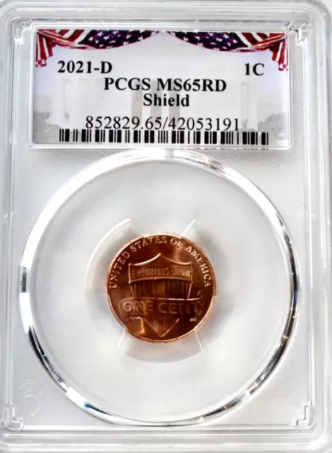 2021 D Lincoln Cent PCGS MS65 RD Shield United States 1c Coin
