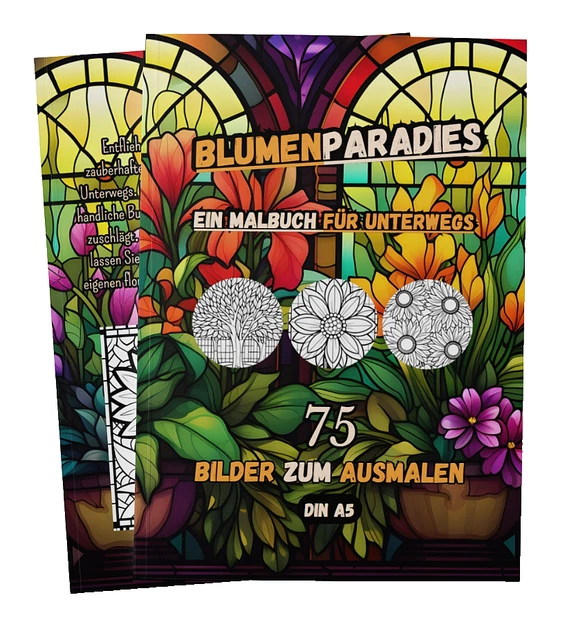 Malbuch Blumen - Ausmalbuch für unterwegs - DIN A5 - 75 Ausmalbilder - Malen