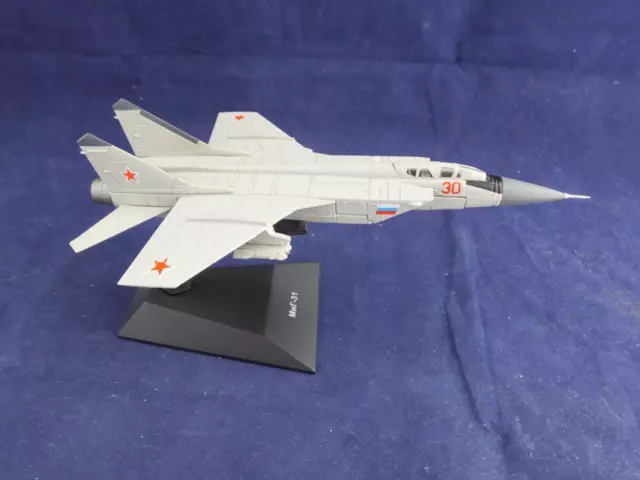 Russian Mig 31 Jet Fighter Die Cast Model on a Stand.