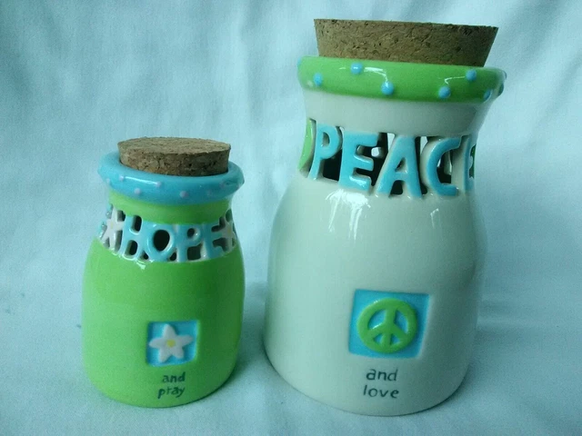 Nuevo Lote de Botellas Decorativas Decorativas Paz y Amor Esperanza y Oración de 3-5" de Alto