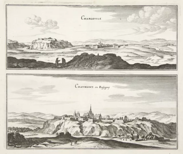 Charleville Ardennes Gesamtansicht Original Kupferstich Merian 1656