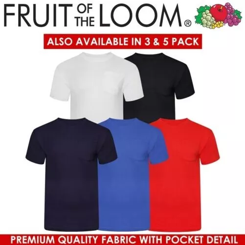 Fruit of the Loom Hombre Camiseta Mujer Algodón Grueso Corto Manga Codo Bolsillo