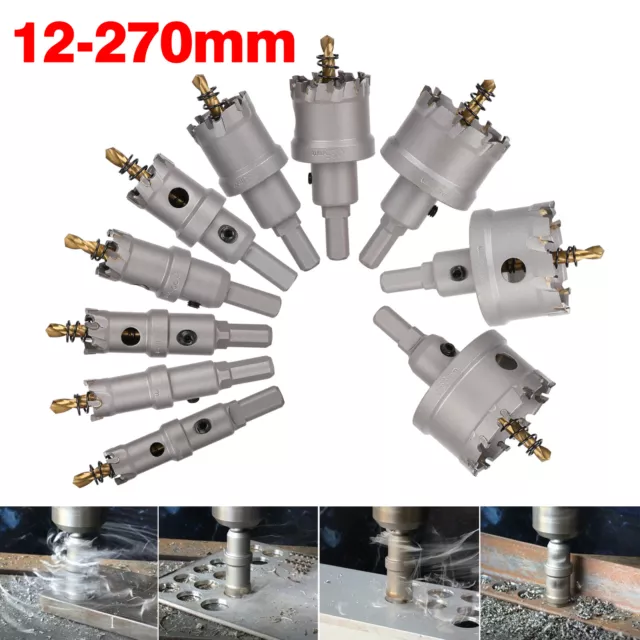 12-270mm TCT Carbide Tip Hole Saw Metal Drill Bit Stainless Steel Alloy Cutter
