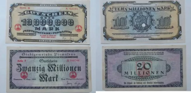 Pirmasens, Pfalz, Stadt, 10, 20 Millionen Mark 1923, Notgeld