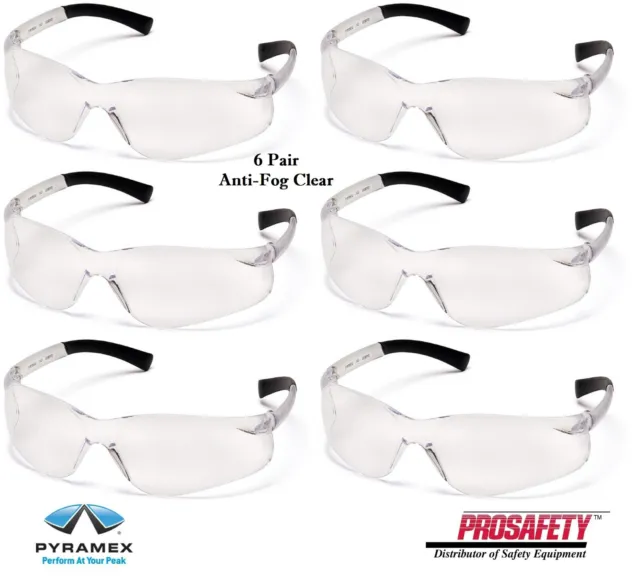6 PR ZTEK S2510ST Anti-Fog CLEAR Protective Shooting Safety Glasses ANSI Z87+