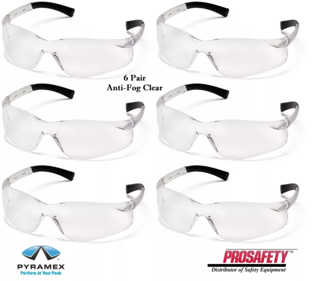6 PR ZTEK S2510ST Anti-Fog CLEAR Protective Shooting Safety Glasses ANSI Z87+